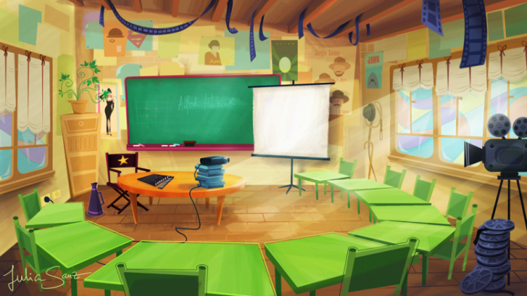 Background design of a film class at a school